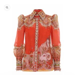 Zimmermann Kaleidoscope Zodiac-print Silk-blend Shirt Size3 NWT